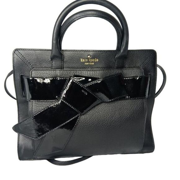 kate spade Handbags - Kate Spade Bow Valley Rosa Leather Satchel Handbag Purse Black